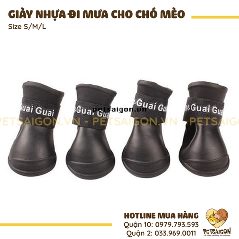 Giày Cho Chó Mèo Mang Đi Mưa Bằng Nhựa