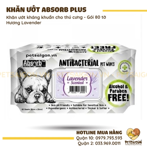 Khăn Giấy Ướt Cho Chó Mèo Absorb Plus Kháng Khuẩn Khử Mùi
