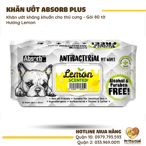 Khăn Giấy Ướt Cho Chó Mèo Absorb Plus Kháng Khuẩn Khử Mùi