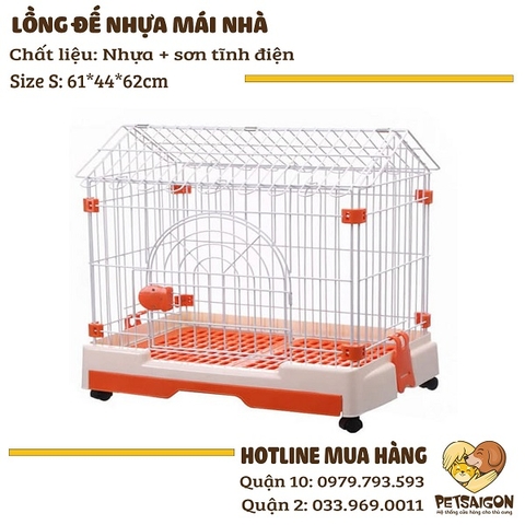 Lồng Cho Chó Mèo Đế Nhựa Cao Cấp Có Mái Nhà