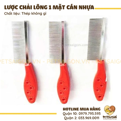 Lược Chải Lông Cho Chó Mèo 1 Mặt Cán Nhựa