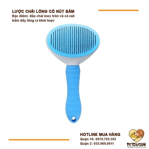 Lược Cho Chó Mèo Chải Lông Rụng Có Nút Bấm