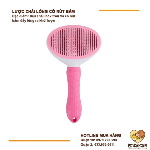 Lược Cho Chó Mèo Chải Lông Rụng Có Nút Bấm