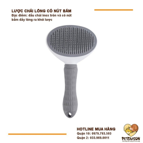 Lược Cho Chó Mèo Chải Lông Rụng Có Nút Bấm
