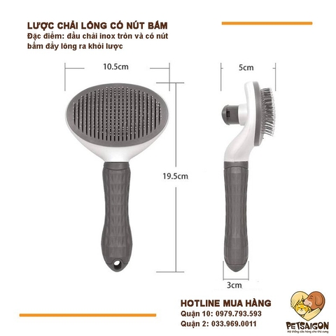 Lược Cho Chó Mèo Chải Lông Rụng Có Nút Bấm