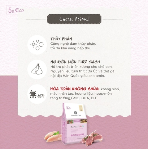 Thức Ăn Cho Chó Con Natutal Core Vị Thịt Cừu Hữu Cơ