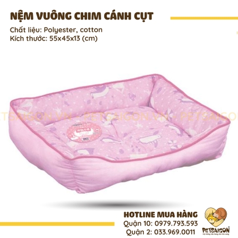 Nệm Cho Chó Mèo Họa Tiết Chim Cánh Cụt Hình Vuông