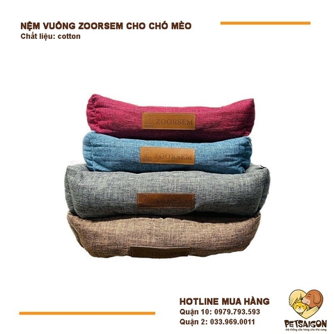 Nệm Cho Chó Mèo Zoorsem Đơn Sắc Hình Vuông