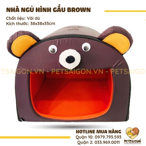 Nhà Nệm Cho Chó Mèo Hình Gấu Brown