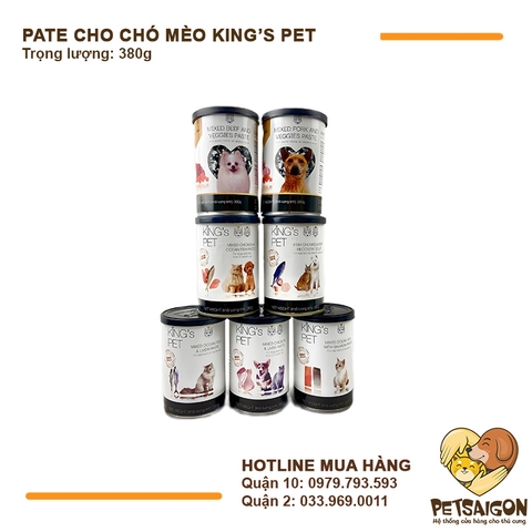 Pate Cho Chó Mèo King's Pet  Lon 380g