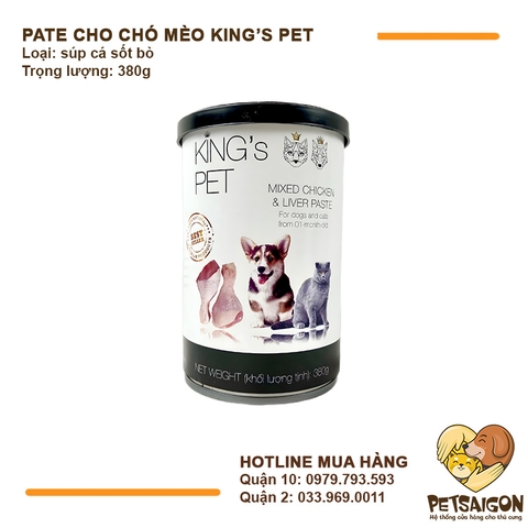 Pate Cho Chó Mèo King's Pet  Lon 380g