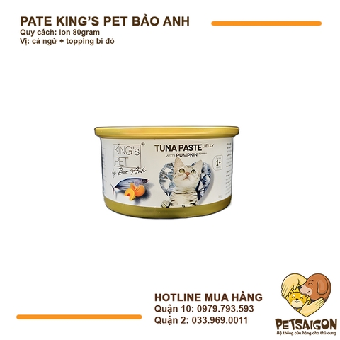 Pate Cho Mèo King's Pet Cá Ngừ Jelly By Bảo Anh Lon 80g