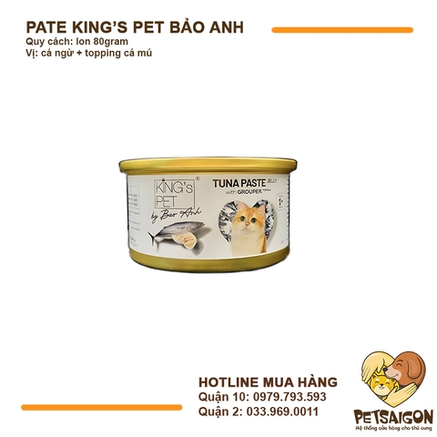 Pate Cho Mèo King's Pet Cá Ngừ Jelly By Bảo Anh Lon 80g