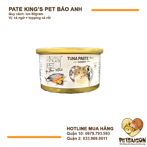 Pate Cho Mèo King's Pet Cá Ngừ Jelly By Bảo Anh Lon 80g