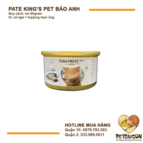 Pate Cho Mèo King's Pet Cá Ngừ Jelly By Bảo Anh Lon 80g