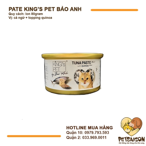 Pate Cho Mèo King's Pet Cá Ngừ Jelly By Bảo Anh Lon 80g