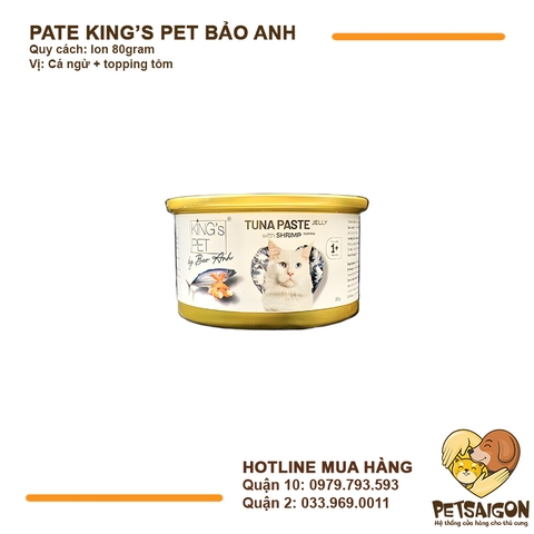Pate Cho Mèo King's Pet Cá Ngừ Jelly By Bảo Anh Lon 80g
