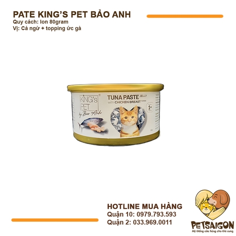 Pate Cho Mèo King's Pet Cá Ngừ Jelly By Bảo Anh Lon 80g