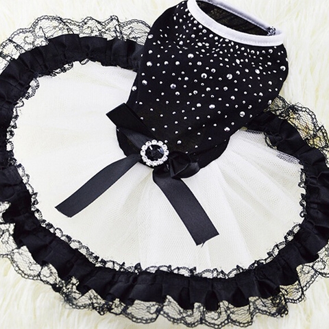 Đầm Cho Chó Mèo Công Chúa Đính Hạt Màu Đen