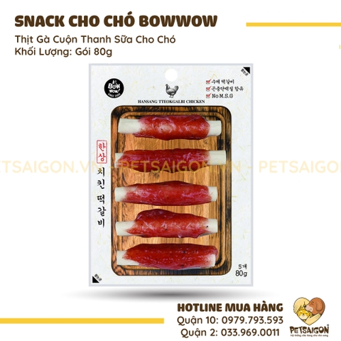 Snack Cho Chó Bowwow Thịt Gà Cuộn Thanh Sữa - 80g - Petsaigon