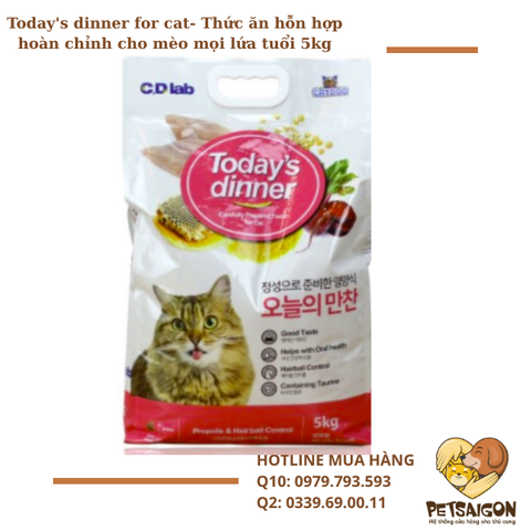 Thức Ăn Today's Dinner Cho Mèo Mọi Lứa Tuổi - 1Kg
