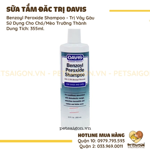 Sữa Tắm Cho Chó Mèo Davis Benzoyl Peroxide Trị Viêm Da Demodex