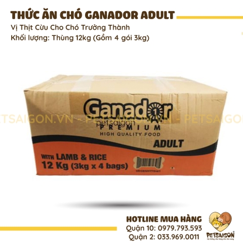 Thức Ăn Cho Chó Trưởng Thành Ganador Adult Vị Cừu