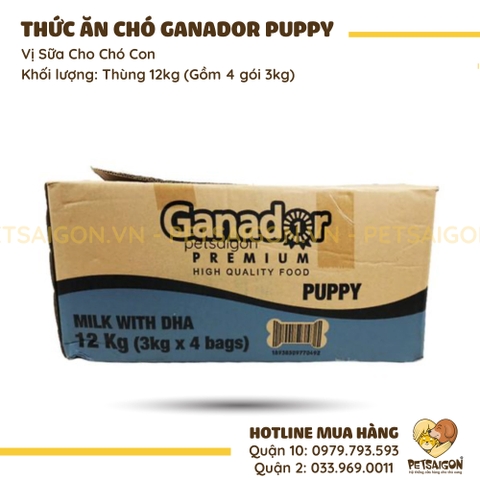 Thức Ăn Cho Chó Con Ganador Puppy Vị Sữa & DHA