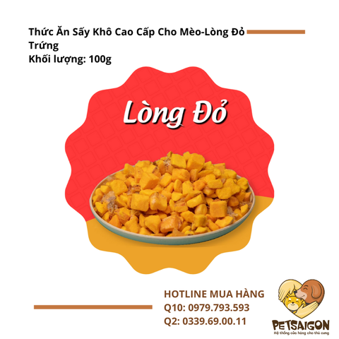 THỨC ĂN SẤY KHÔ CAO CẤP CHO MÈO - LÒNG ĐỎ TRỨNG- 100G