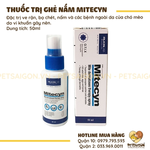 Thuốc Xịt Trị Ghẻ Nấm, Ve Rận, Bọ Chét Cho Chó Mèo Mitecyn