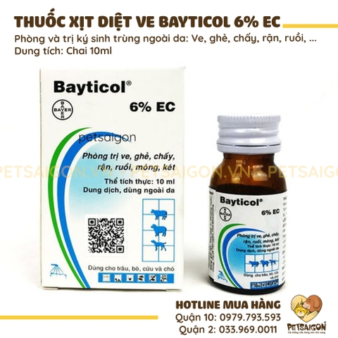 Thuốc Xịt Diệt Ve Cho Chó Và Môi Trường Bayticol 6% EC- 10ml
