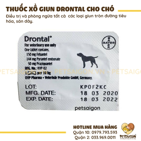 Thuốc Sổ Giun Cho Chó Drontal