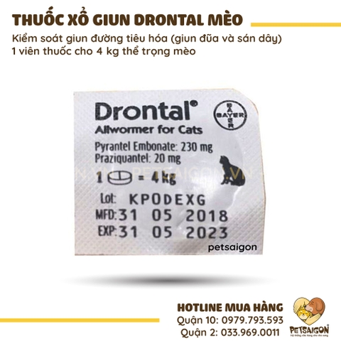Thuốc Sổ Giun Cho Mèo Drontal