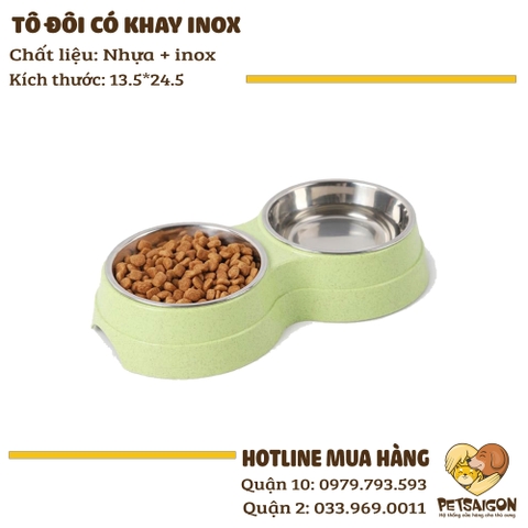 Tô Cho Chó Mèo - Tô Đôi Có Khay Inox