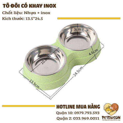 Tô Cho Chó Mèo - Tô Đôi Có Khay Inox
