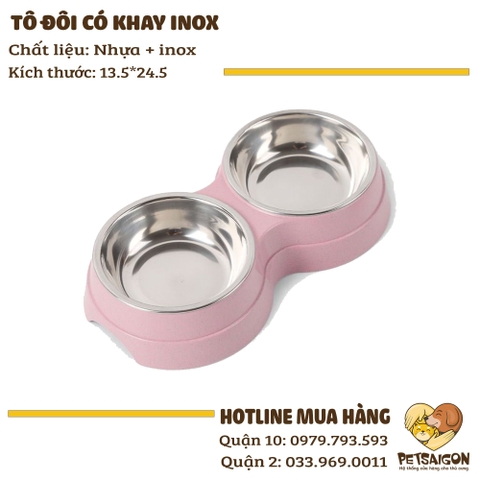 Tô Cho Chó Mèo - Tô Đôi Có Khay Inox