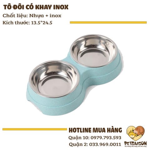 Tô Cho Chó Mèo - Tô Đôi Có Khay Inox