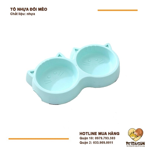 Tô Ăn Cho Chó Mèo - Tô Nhựa Đôi Mèo