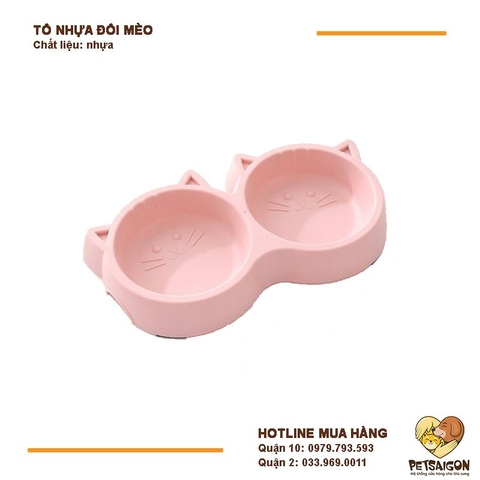 Tô Ăn Cho Chó Mèo - Tô Nhựa Đôi Mèo