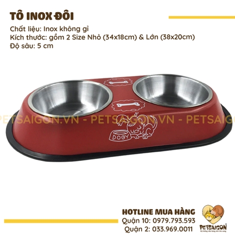 Tô Ăn Cho Chó Mèo Bằng Inox Dạng Đôi