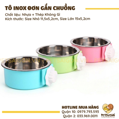 Tô Ăn Cho Chó Mèo Bằng Inox Đơn Gắn Chuồng
