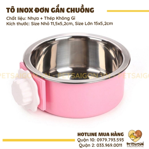 Tô Ăn Cho Chó Mèo Bằng Inox Đơn Gắn Chuồng