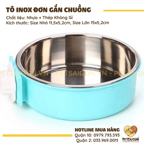 Tô Ăn Cho Chó Mèo Bằng Inox Đơn Gắn Chuồng
