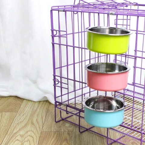 Tô Ăn Cho Chó Mèo Bằng Inox Đơn Gắn Chuồng