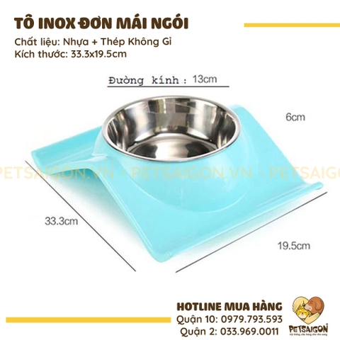 Tô Ăn Cho Chó Mèo Bằng Inox Hình Mái Ngói