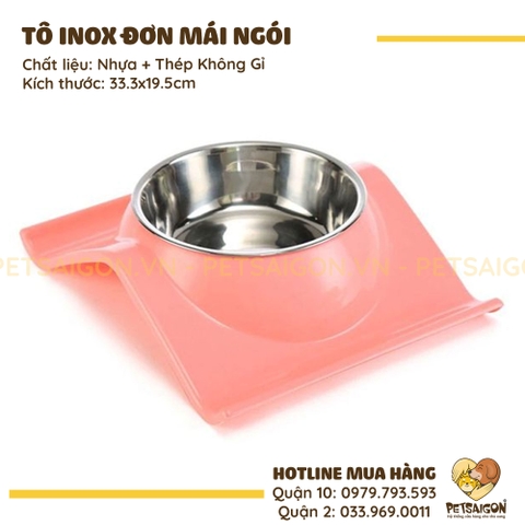Tô Ăn Cho Chó Mèo Bằng Inox Hình Mái Ngói