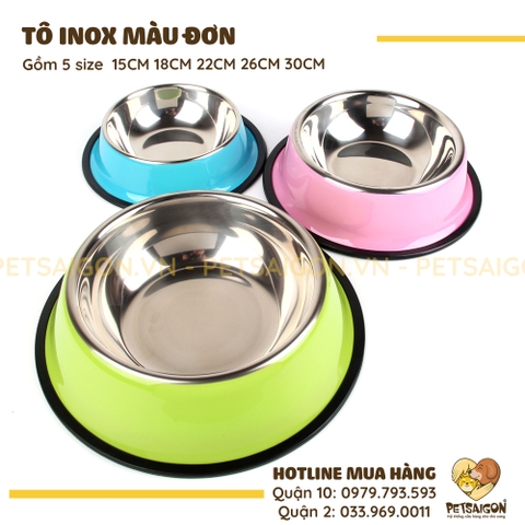 Tô Ăn Cho Chó Mèo Bằng Inox Dạng Đơn Có Màu