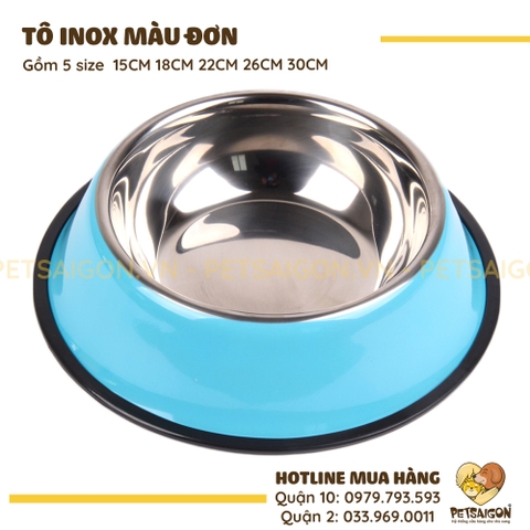 Tô Ăn Cho Chó Mèo Bằng Inox Dạng Đơn Có Màu