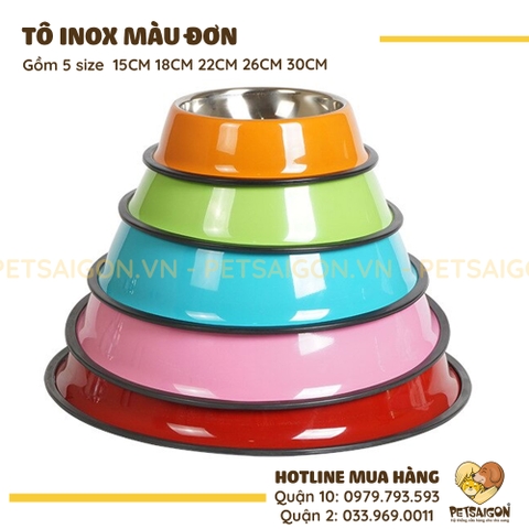 Tô Ăn Cho Chó Mèo Bằng Inox Dạng Đơn Có Màu