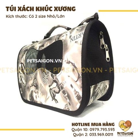 Túi Xách Cho Chó Mèo Có Lưới Hình Khúc Xương